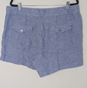 I.N.C. Women's Linen Curvy-Fit Shorts Light Blue Inseam 5" Size 16 Lightweight